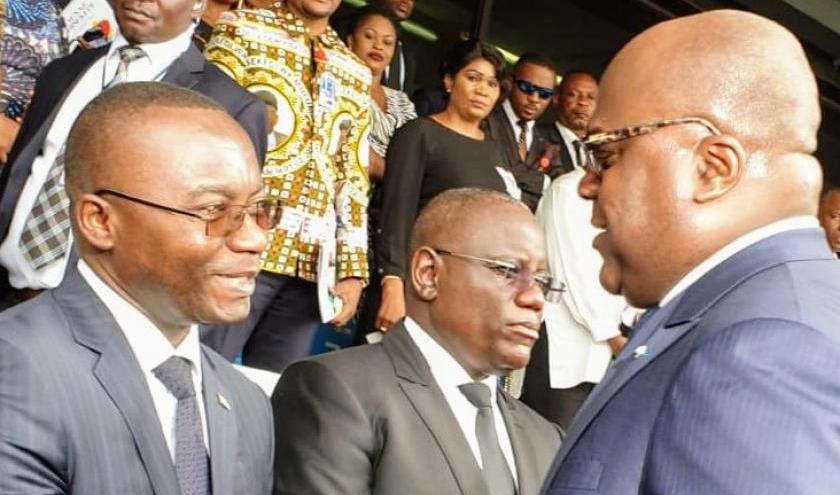 Félix Tshisekedi et Néhémie Mwilanya aux obsèques d'Étienne Tshisekedi au stade des martyrs 